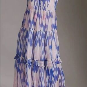 Blue and Pink Patterned Maxi Dress
